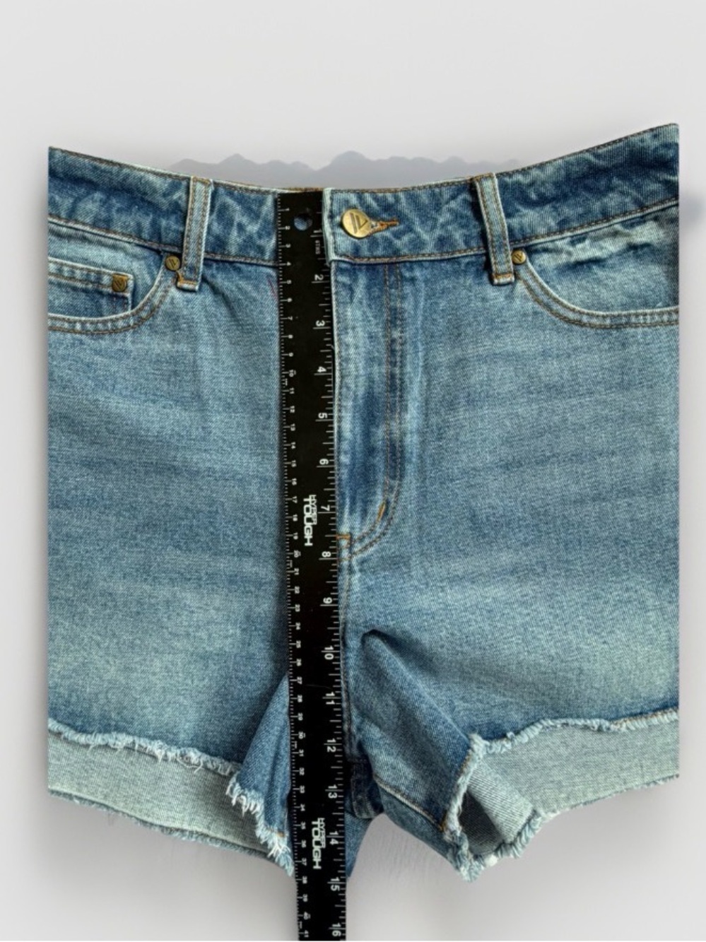 Rhinestone Side Stripe High Rise Distressed Denim Shorts 10 Festival Cowgirl - Picture 8 of 12